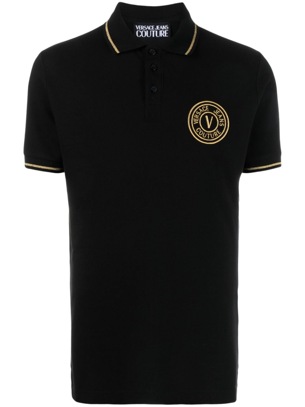 Versace Jeans Couture logo-embroidered cotton polo shirt - Black von Versace Jeans Couture