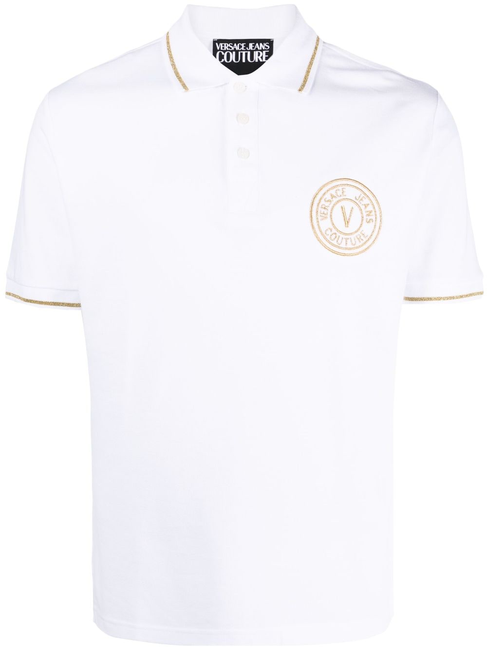 Versace Jeans Couture logo-embroidered cotton polo shirt - White von Versace Jeans Couture