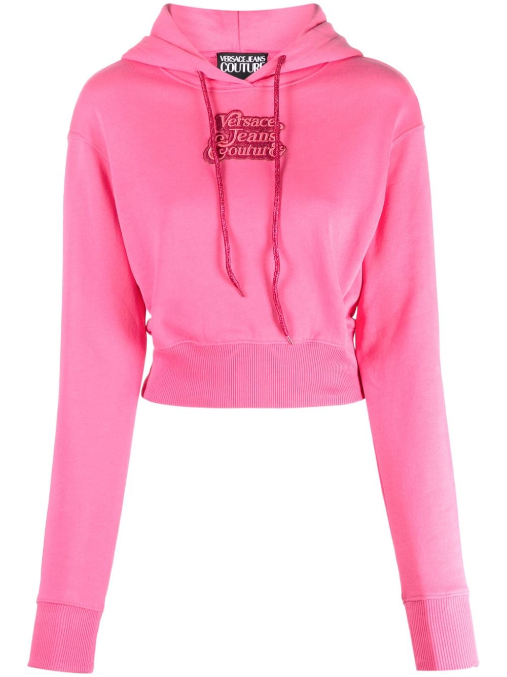 Versace Jeans Couture logo-embroidered cropped hoodie - Pink von Versace Jeans Couture