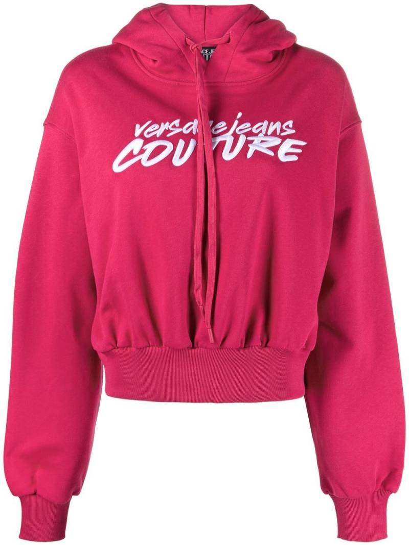 Versace Jeans Couture logo-embroidered cropped hoodie - Pink von Versace Jeans Couture