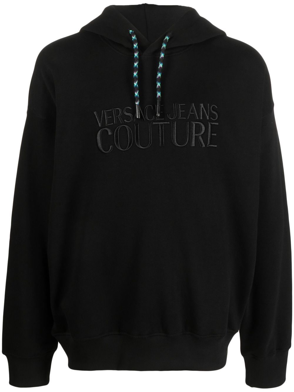 Versace Jeans Couture logo-embroidered drawstring hoodie - Black von Versace Jeans Couture