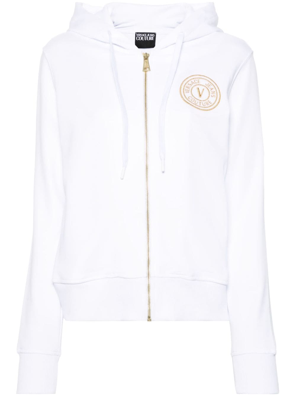 Versace Jeans Couture logo-embroidered zip-up hoodie - White von Versace Jeans Couture