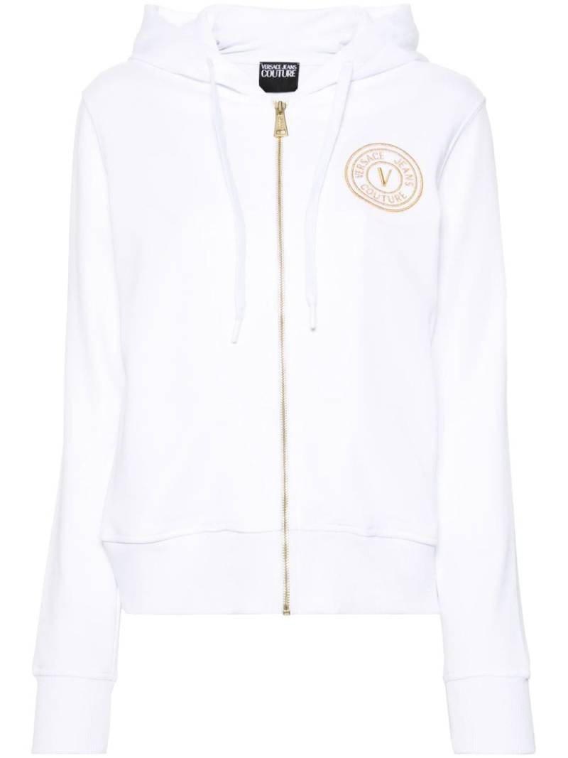 Versace Jeans Couture logo-embroidered zip-up hoodie - White von Versace Jeans Couture