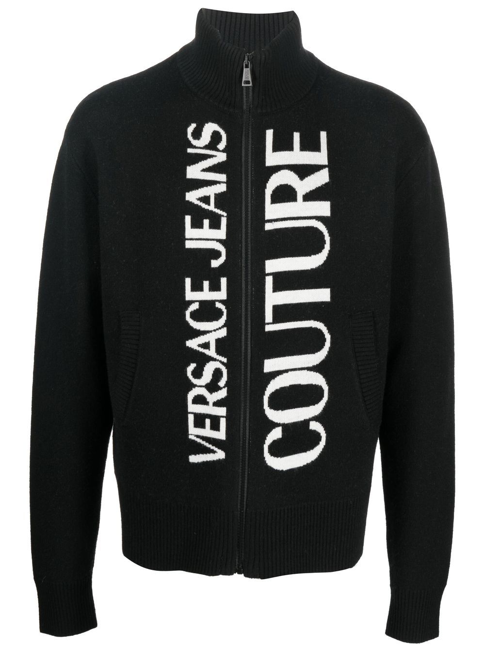 Versace Jeans Couture logo-embroidered zipped cardigan - Black von Versace Jeans Couture