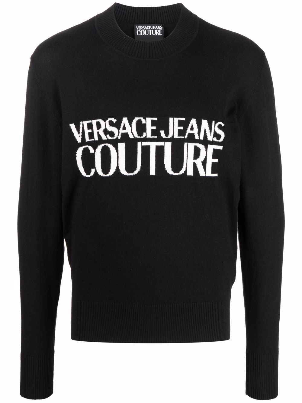 Versace Jeans Couture logo intarsia crew-neck jumper - Black von Versace Jeans Couture