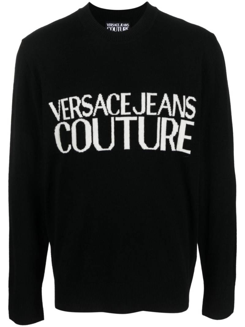 Versace Jeans Couture logo-intarsia crew-neck jumper - Black von Versace Jeans Couture