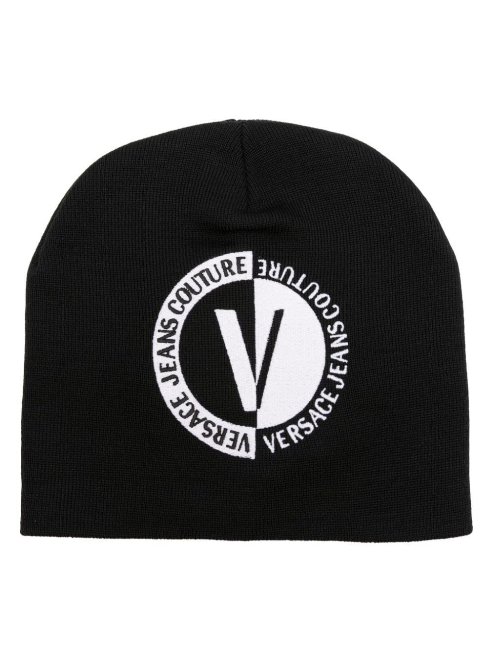Versace Jeans Couture logo intarsia-knit wool blend beanie - Black von Versace Jeans Couture
