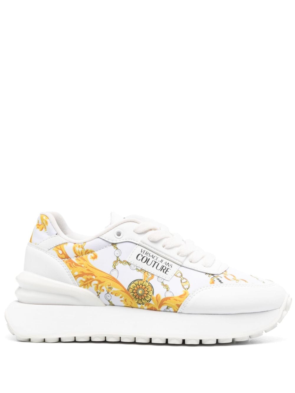 Versace Jeans Couture logo-patch almond-toe sneakers - White von Versace Jeans Couture