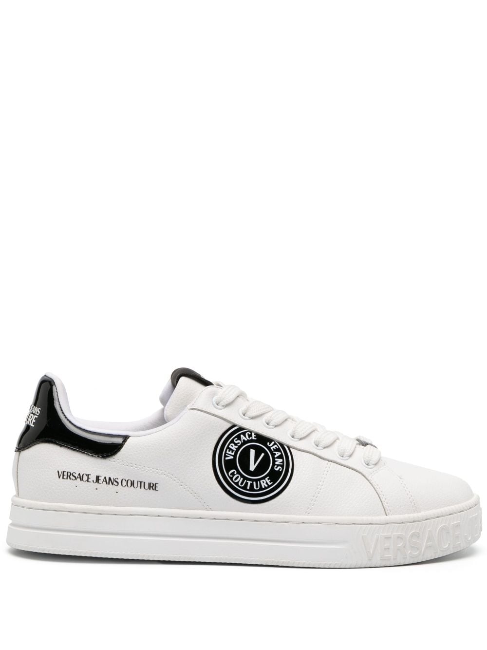 Versace Jeans Couture logo-patch leather low-top sneakers - White von Versace Jeans Couture