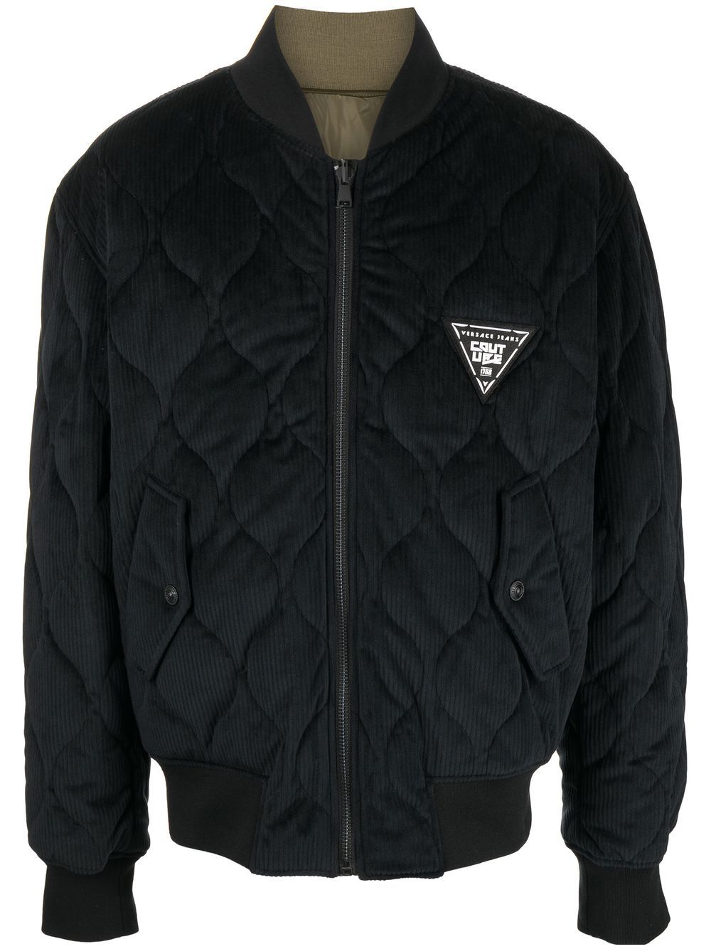 Versace Jeans Couture logo-patch quilted bomber jacket - Black von Versace Jeans Couture