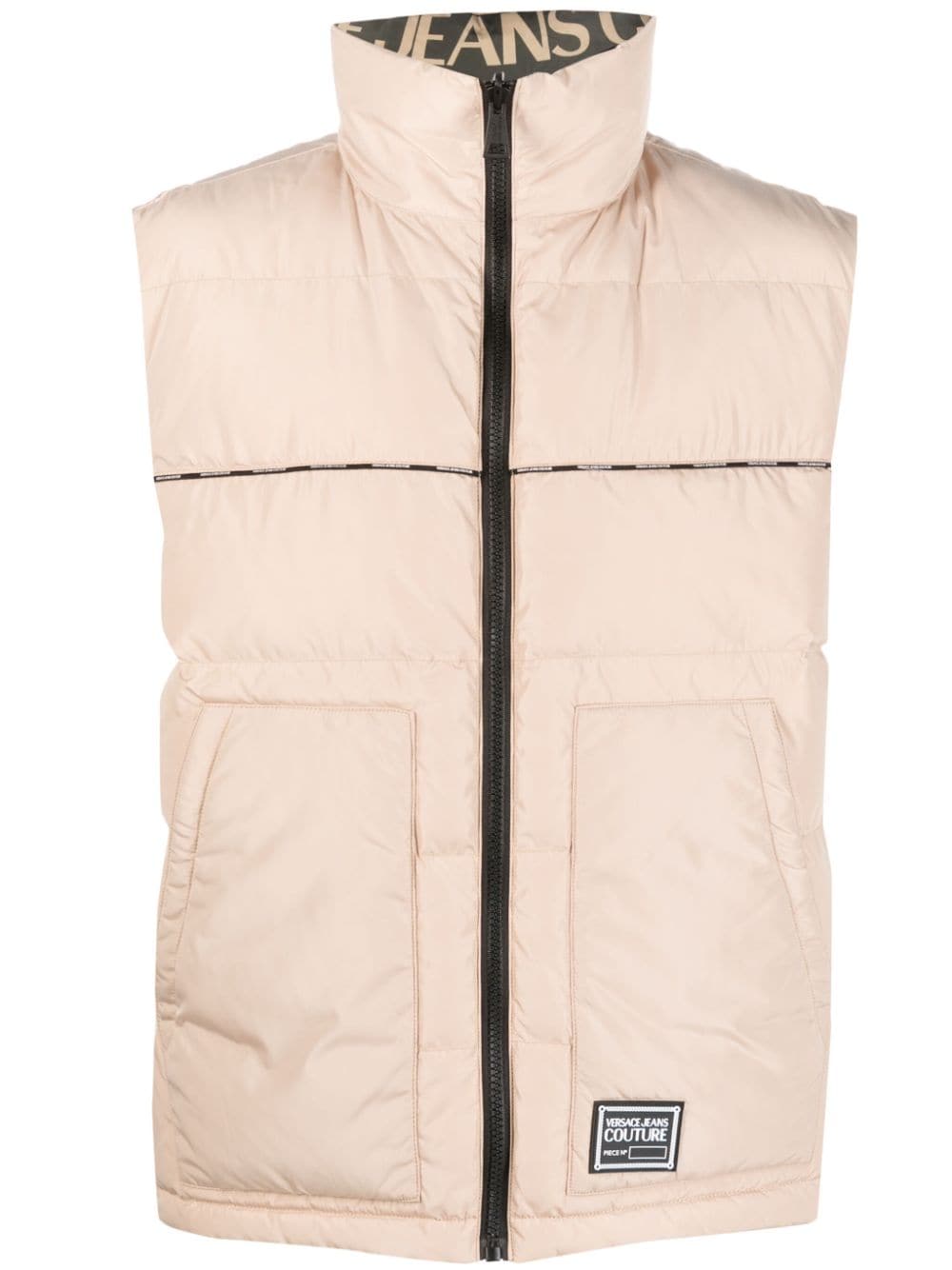 Versace Jeans Couture logo-patch quilted gilet - Neutrals von Versace Jeans Couture