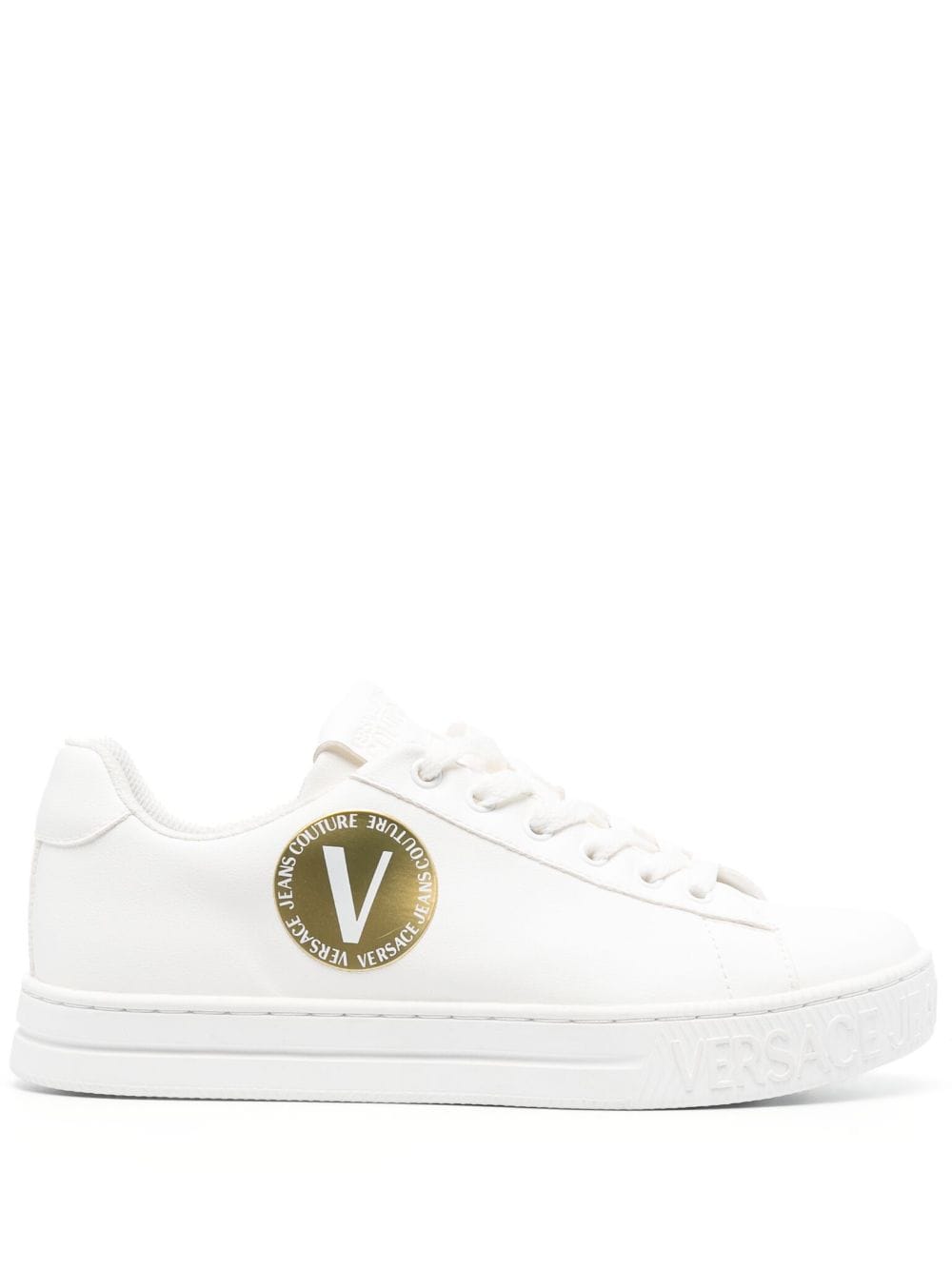 Versace Jeans Couture logo-patch round-toe sneakers - White von Versace Jeans Couture