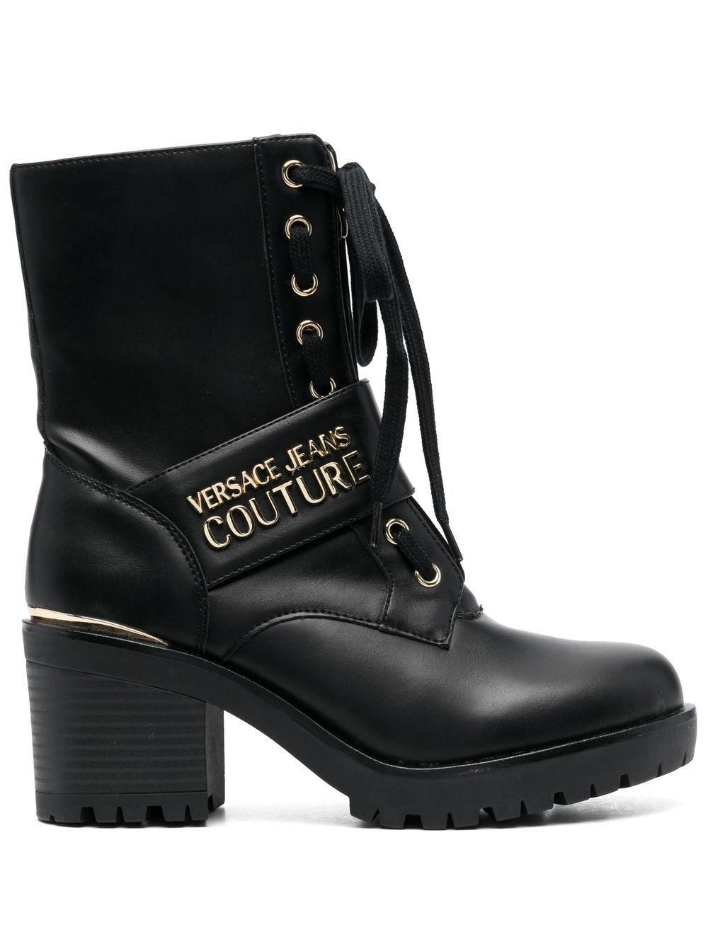 Versace Jeans Couture logo-plaque lace-up boots - Black von Versace Jeans Couture