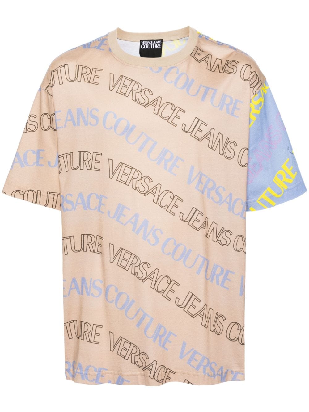 Versace Jeans Couture logo-print colour-block T-shirt - Neutrals von Versace Jeans Couture