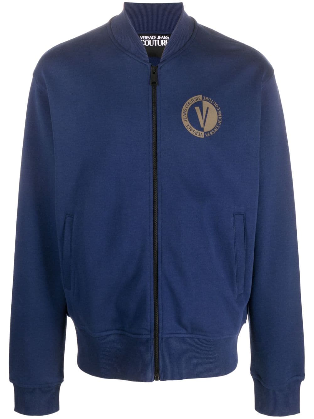 Versace Jeans Couture logo-print cotton bomber jacket - Blue von Versace Jeans Couture