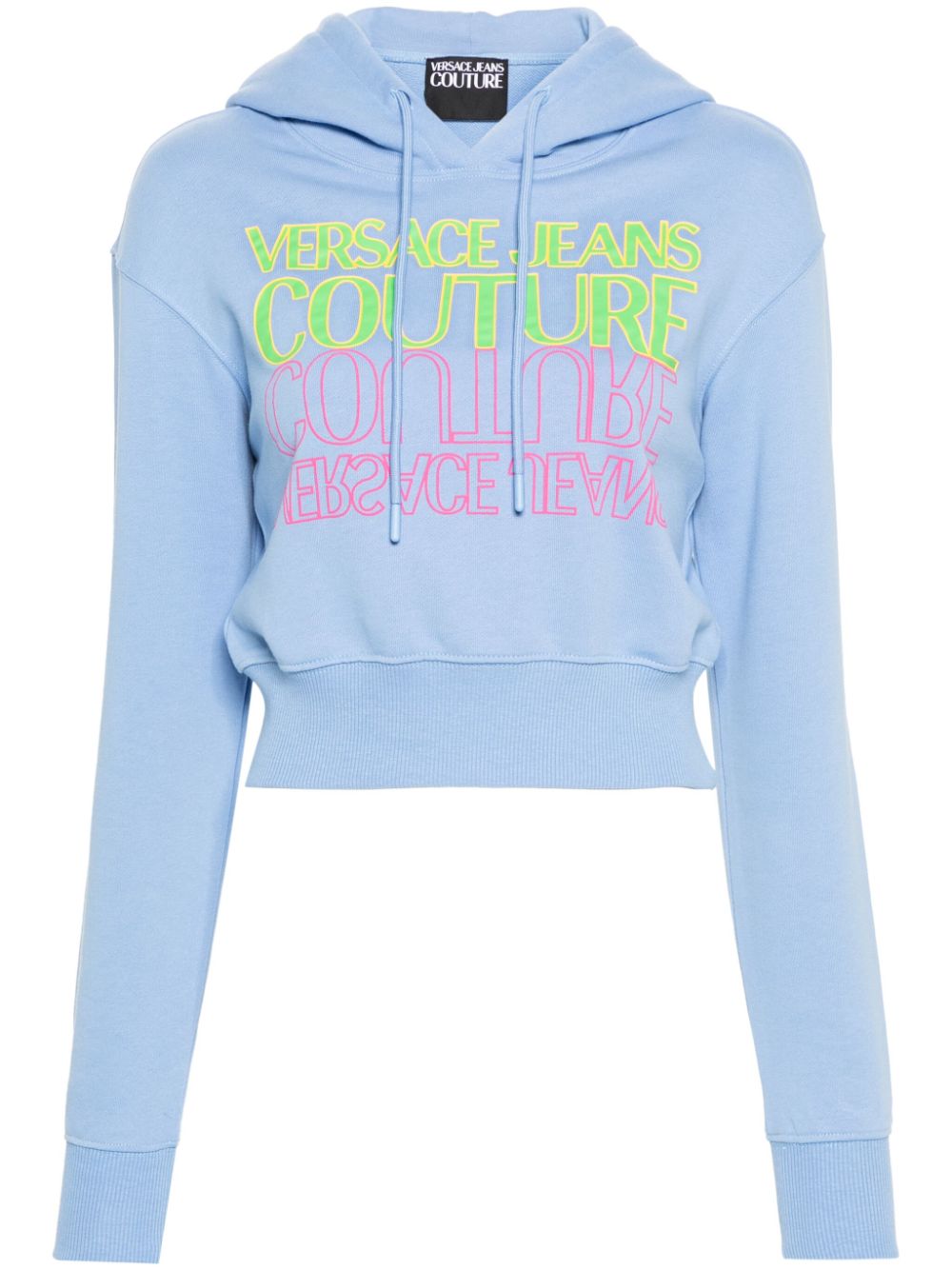 Versace Jeans Couture logo-print cotton hoodie - Blue von Versace Jeans Couture