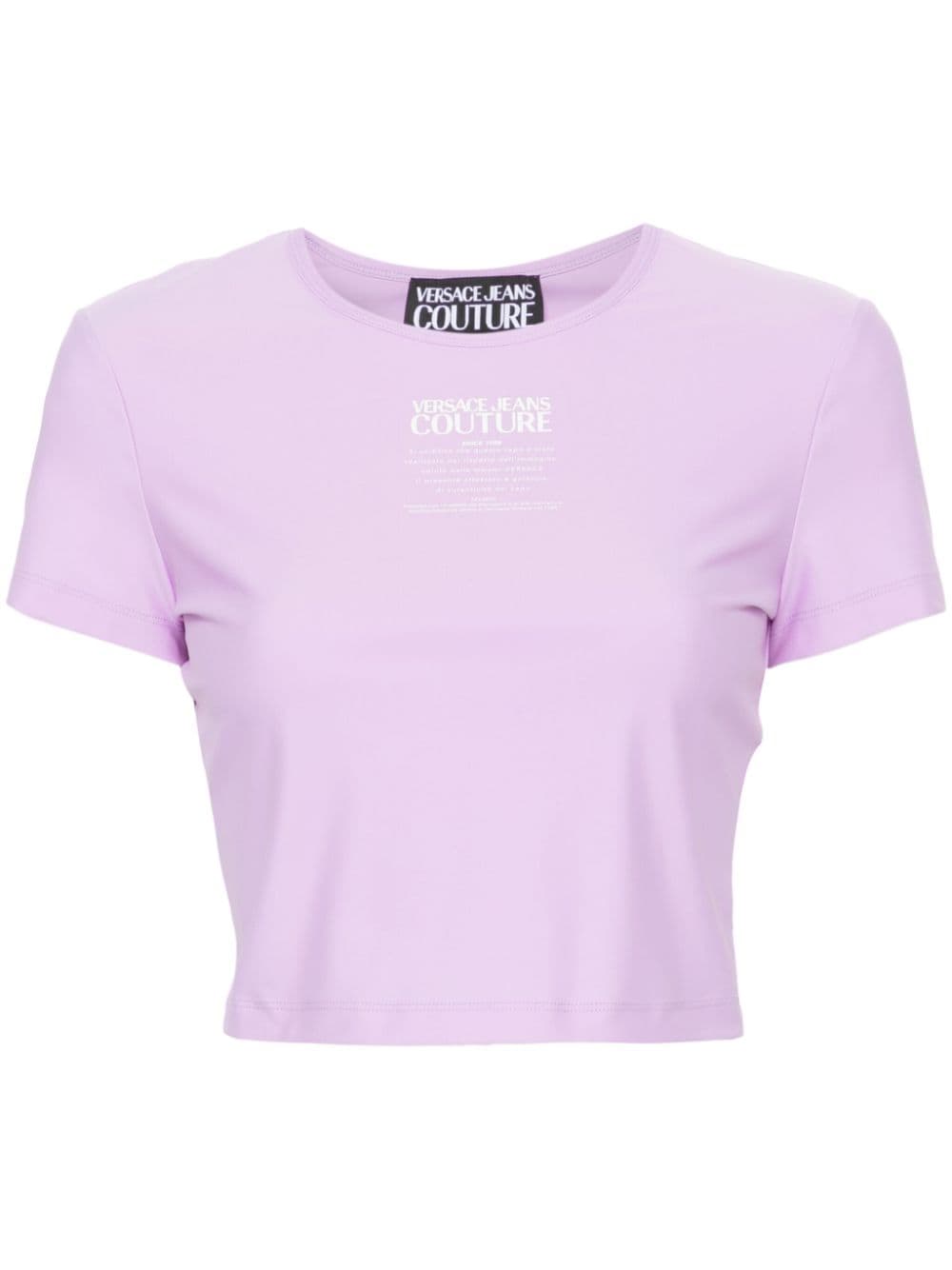 Versace Jeans Couture logo-print cropped T-shirt - Purple von Versace Jeans Couture