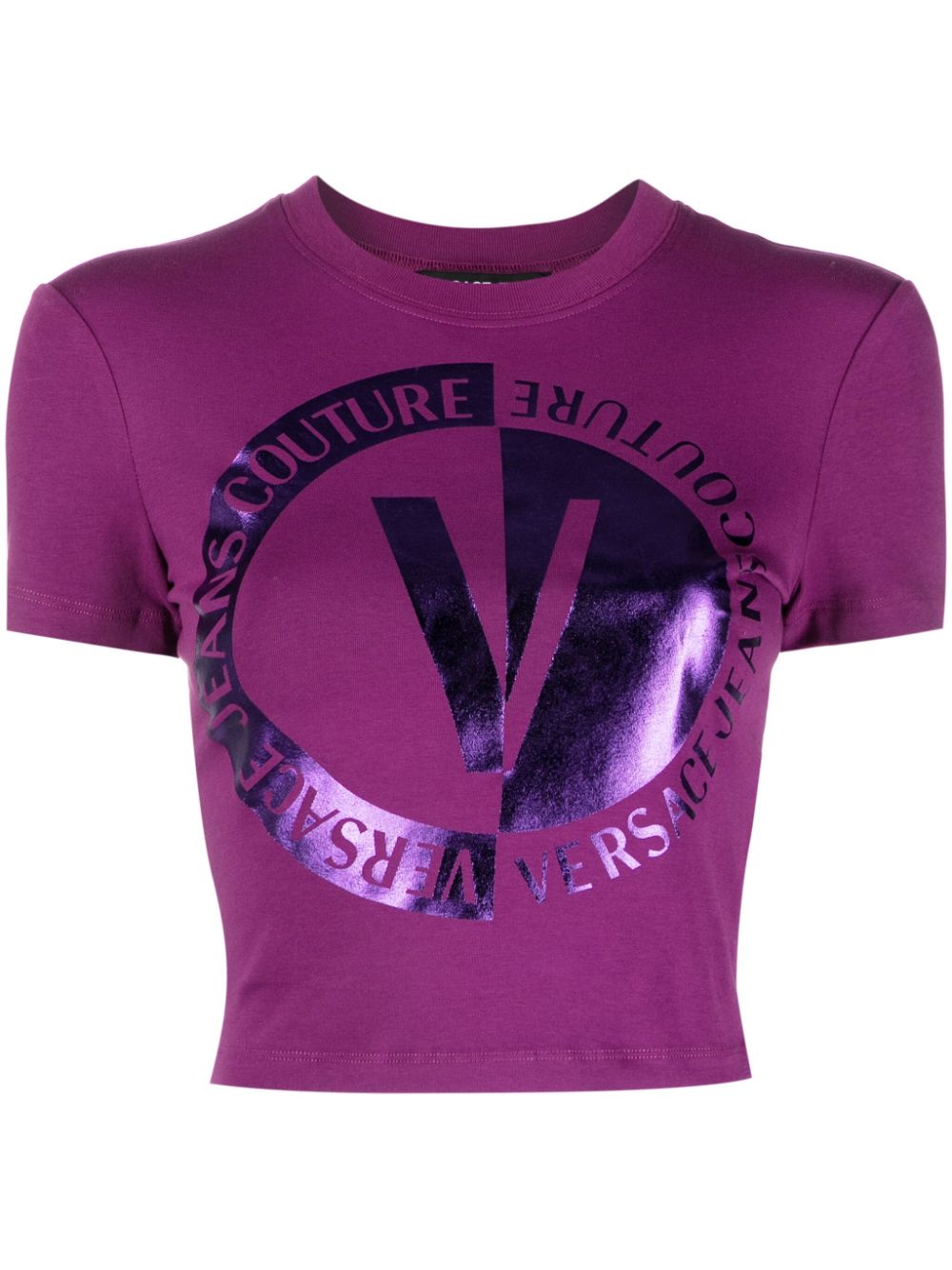 Versace Jeans Couture logo-print cropped T-shirt - Purple von Versace Jeans Couture