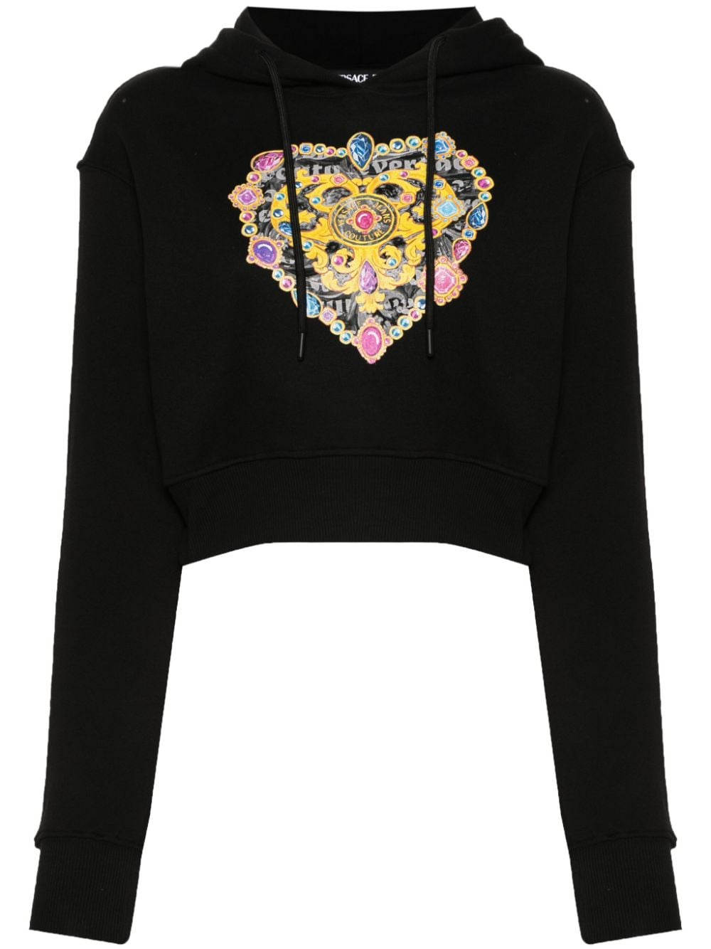 Versace Jeans Couture logo-print cropped hoodie - Black von Versace Jeans Couture
