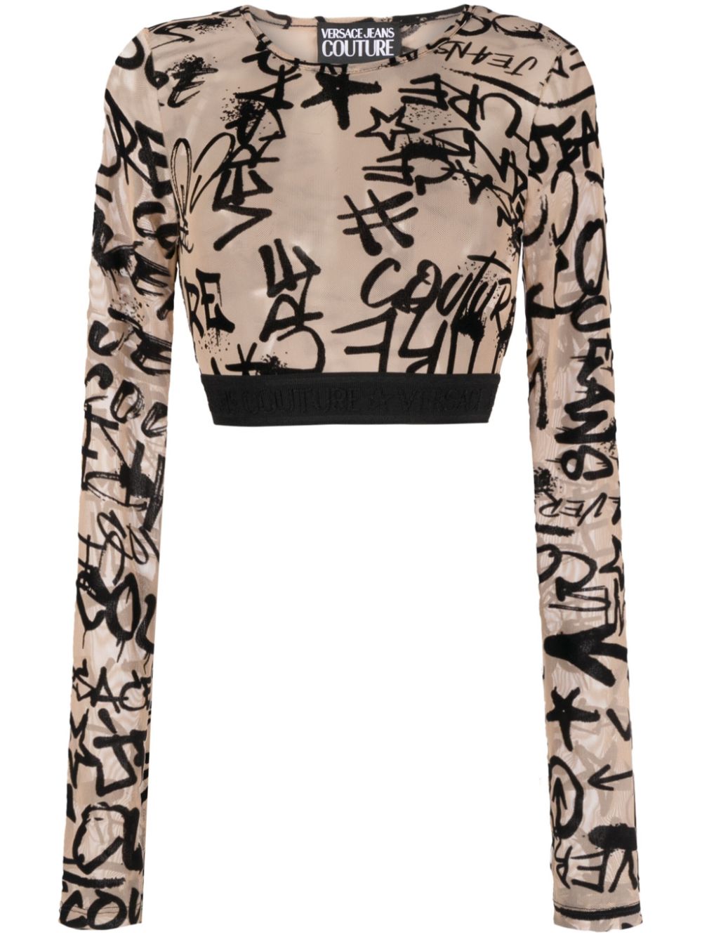Versace Jeans Couture logo-print cropped top - Neutrals von Versace Jeans Couture