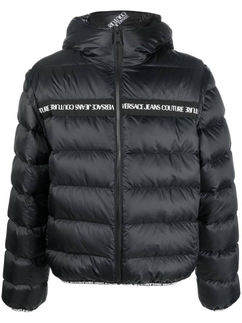 Versace Jeans Couture logo-print hooded padded jacket - Black von Versace Jeans Couture