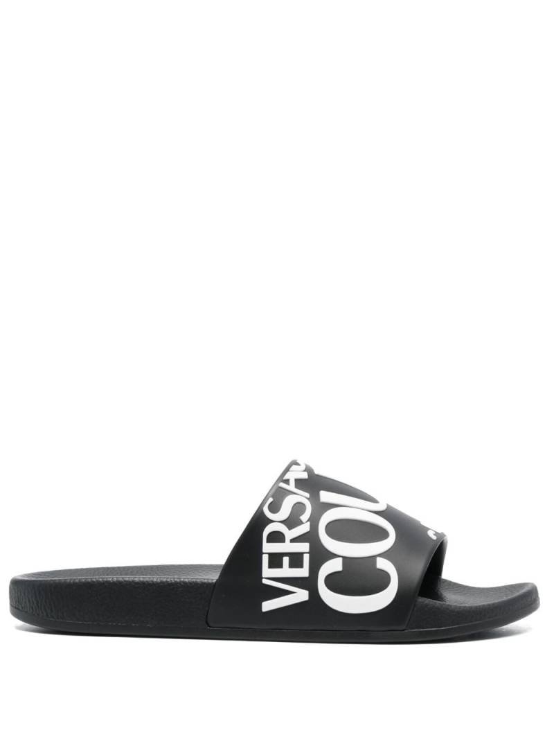Versace Jeans Couture logo-print moulded-footbed slides - Black von Versace Jeans Couture
