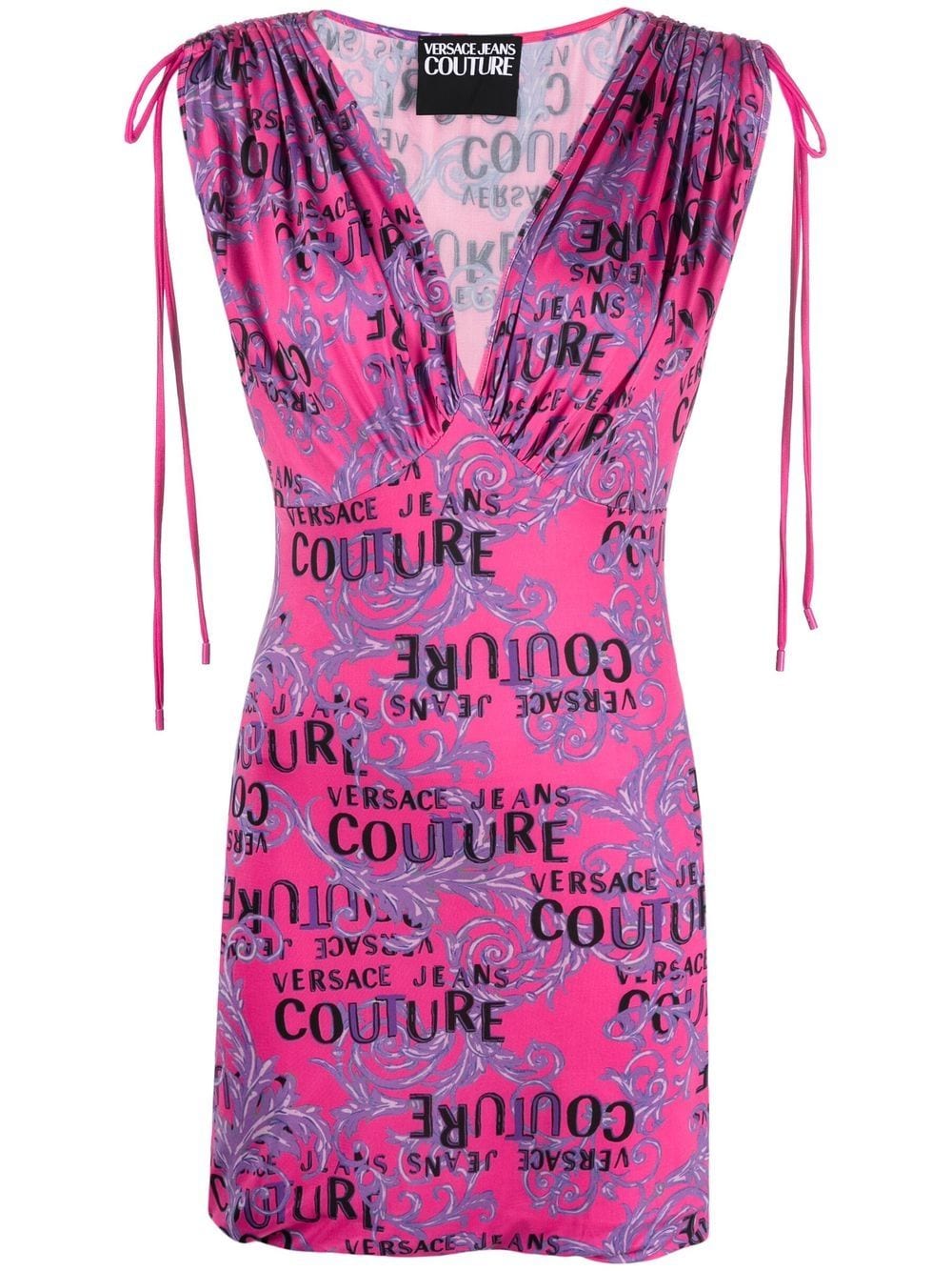 Versace Jeans Couture logo-print plunge mini dress - Pink von Versace Jeans Couture