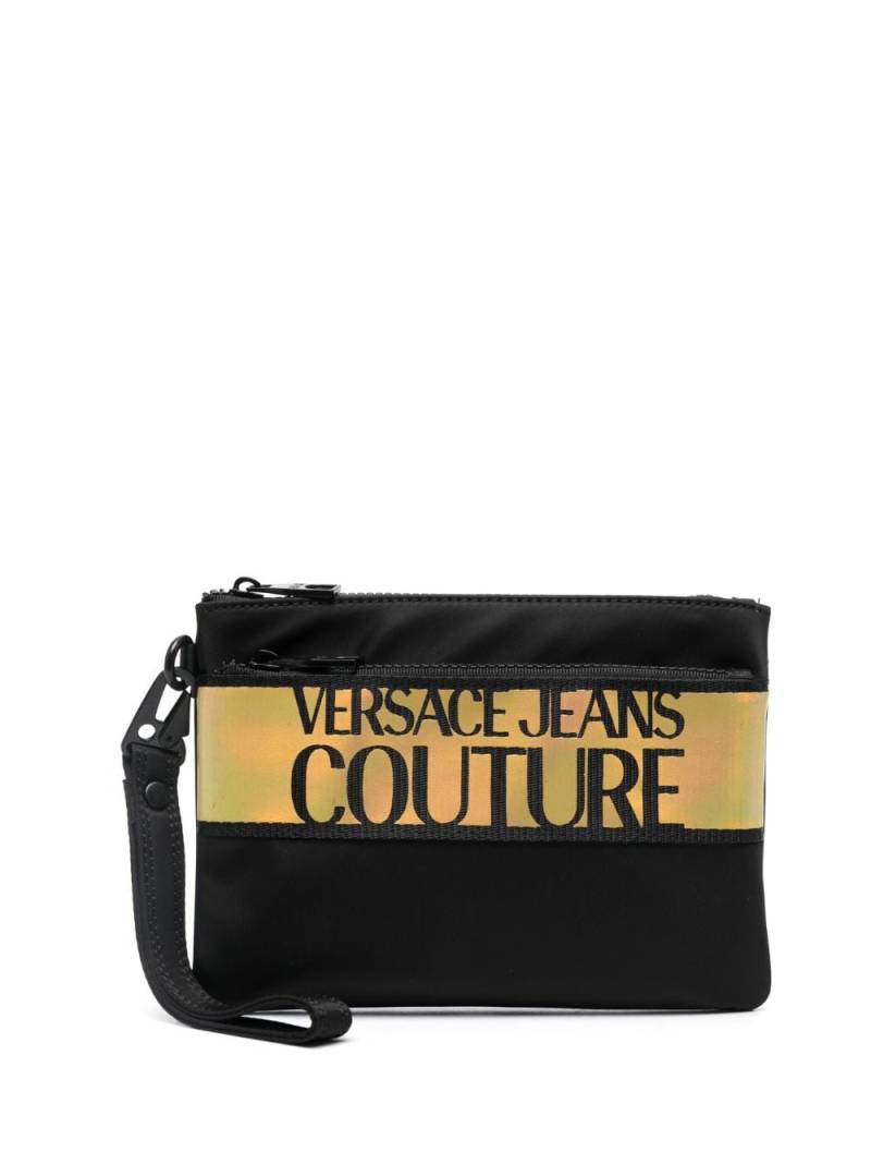 Versace Jeans Couture logo-print zip-fastening clutch bag - Black von Versace Jeans Couture