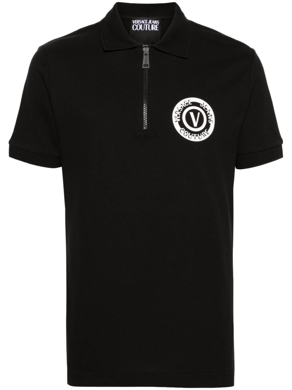 Versace Jeans Couture logo-print zipped-up polo shirt - Black von Versace Jeans Couture