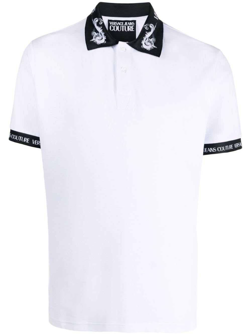 Versace Jeans Couture logo-trim cotton polo shirt - White von Versace Jeans Couture