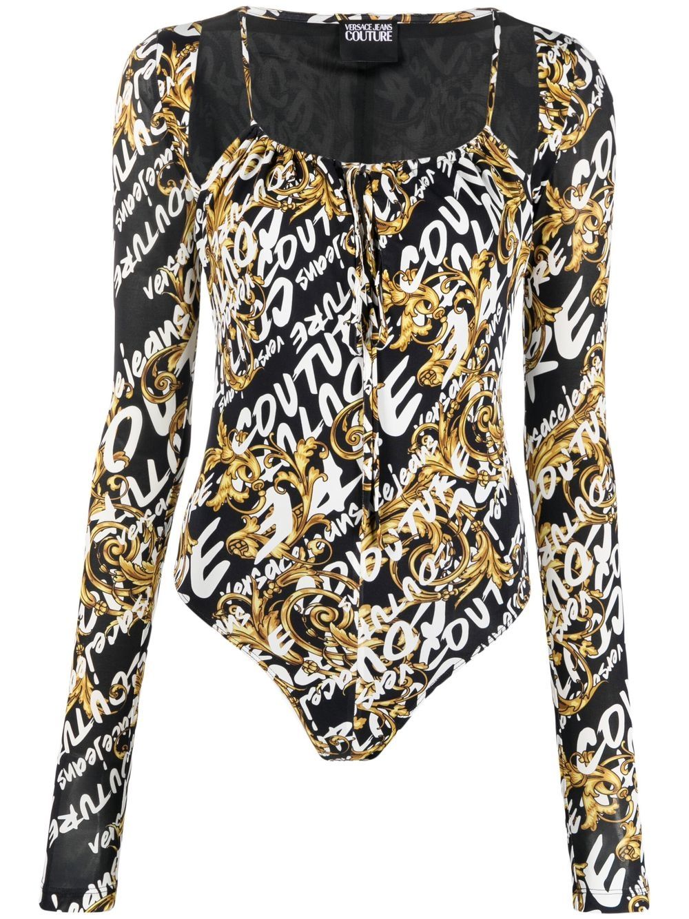 Versace Jeans Couture long-sleeve logo-print body - Black von Versace Jeans Couture