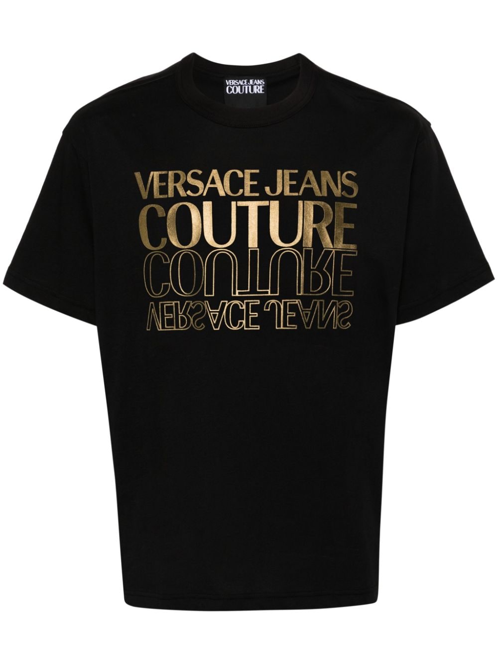 Versace Jeans Couture metallic logo-print cotton T-shirt - Black von Versace Jeans Couture