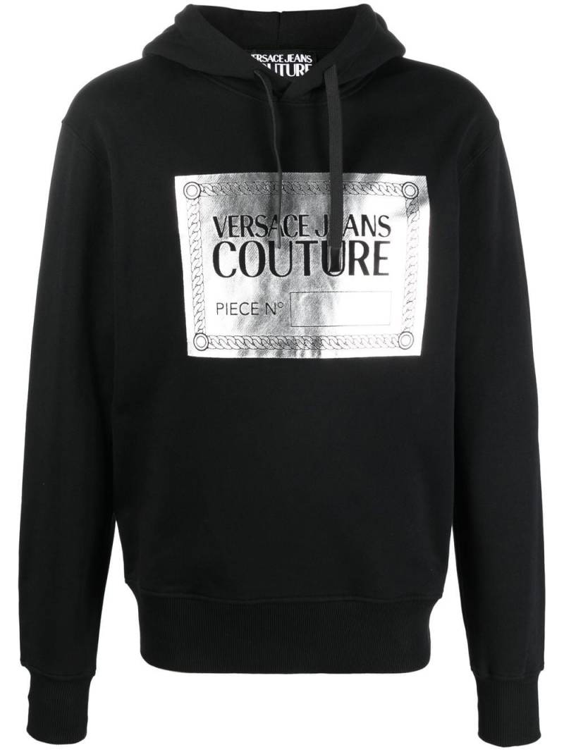 Versace Jeans Couture metallic logo-print cotton hoodie - Black von Versace Jeans Couture
