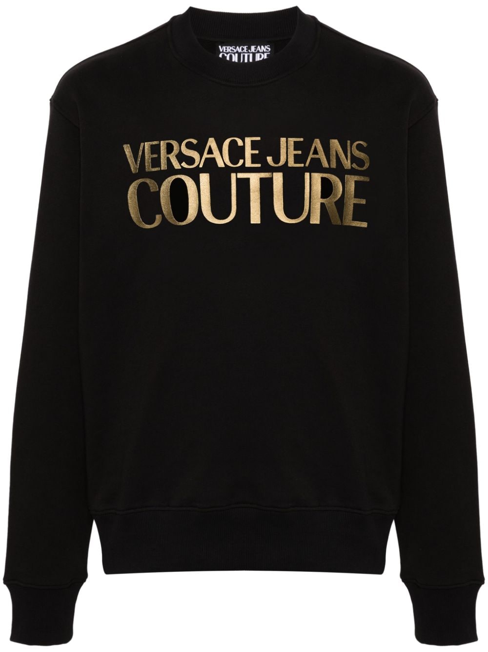 Versace Jeans Couture metallic logo-print cotton sweatshirt - Black von Versace Jeans Couture