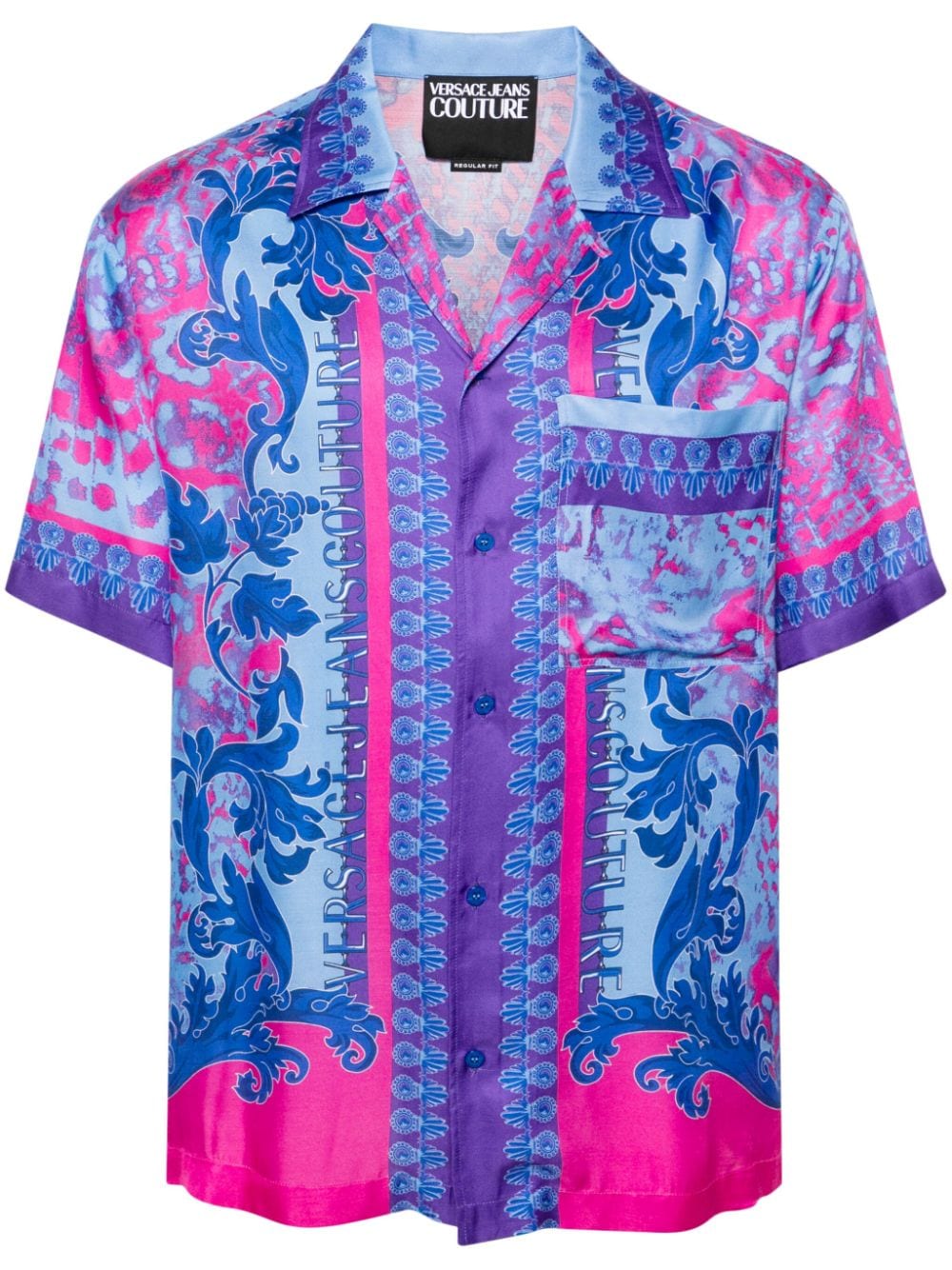 Versace Jeans Couture mix-print twill shirt - Blue von Versace Jeans Couture
