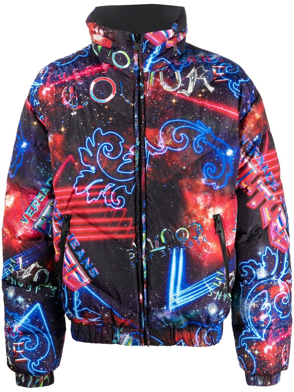 Versace Jeans Couture motif-print down-filled jacket - Blue von Versace Jeans Couture