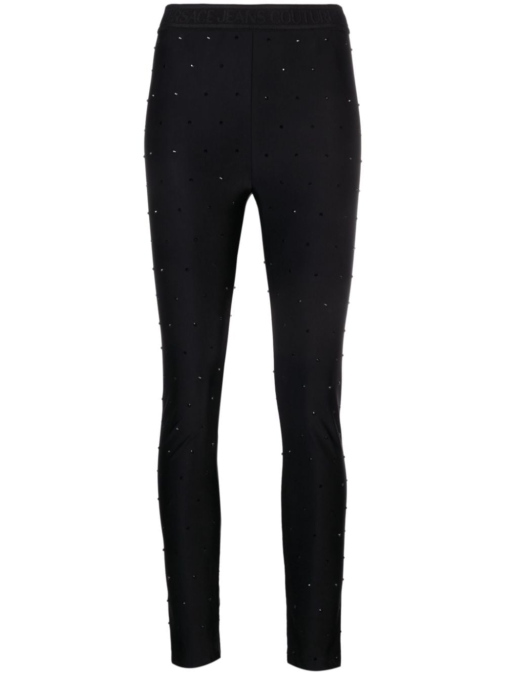 Versace Jeans Couture rhinestone-embellished cropped leggings - Black von Versace Jeans Couture