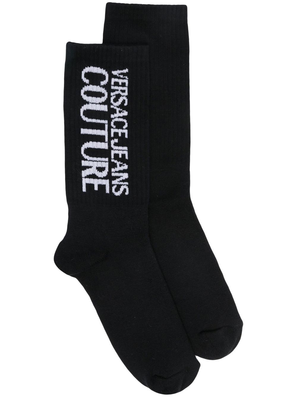 Versace Jeans Couture ribbed-knit logo ankle socks - Black von Versace Jeans Couture