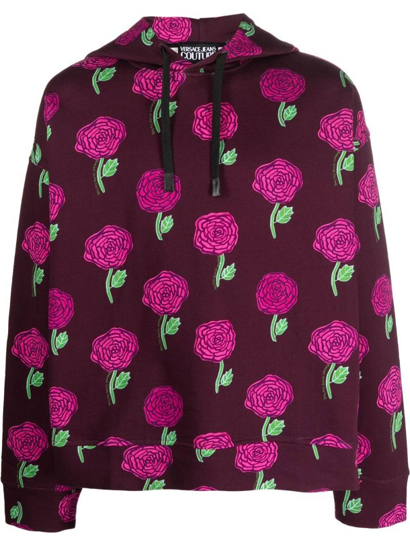 Versace Jeans Couture rose-print cotton hoodie - Pink von Versace Jeans Couture