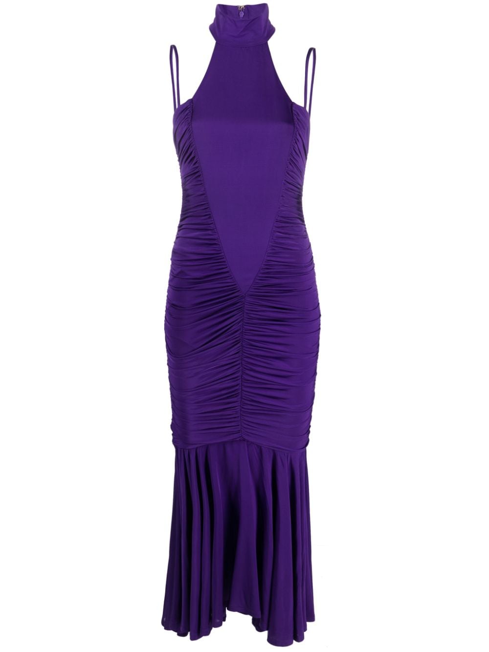 Versace Jeans Couture ruched halterneck maxi dress - Purple von Versace Jeans Couture