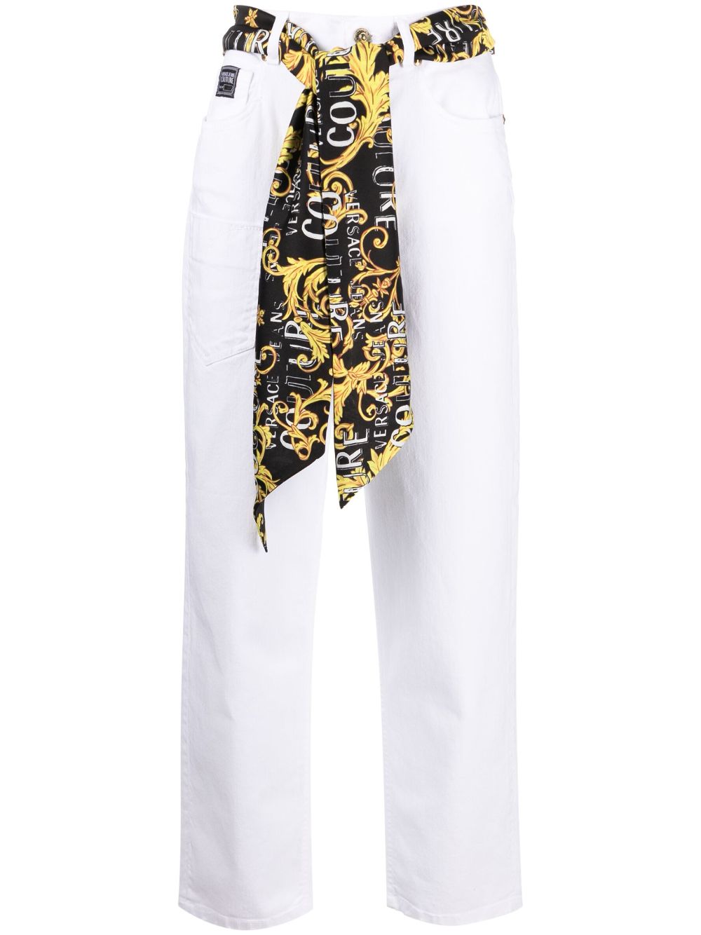 Versace Jeans Couture scarf-detail straight-leg jeans - White von Versace Jeans Couture