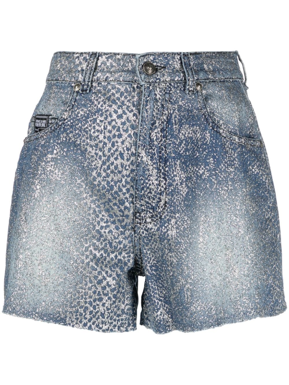 Versace Jeans Couture snakeskin-effect denim shorts - Blue von Versace Jeans Couture