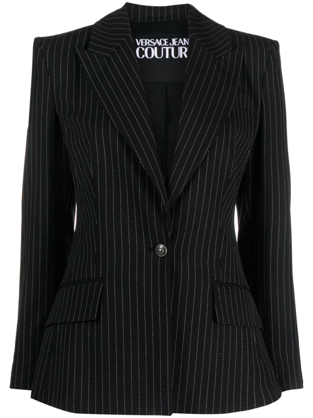 Versace Jeans Couture tailored pinstriped blazer - Black von Versace Jeans Couture