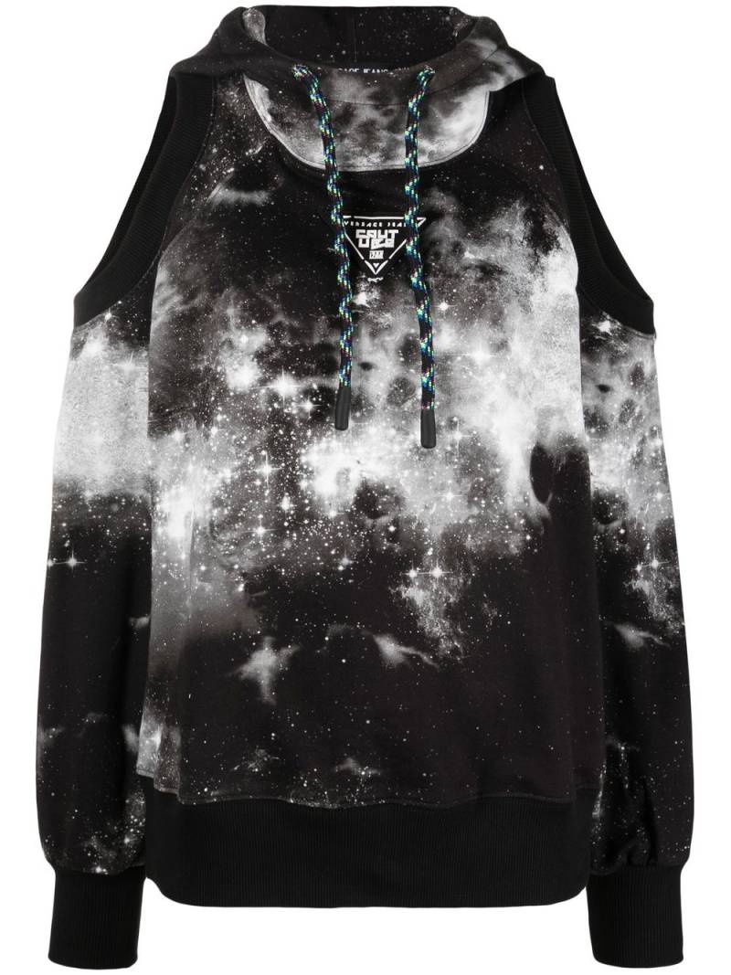 Versace Jeans Couture tie-dye cut-out hoodie - Black von Versace Jeans Couture