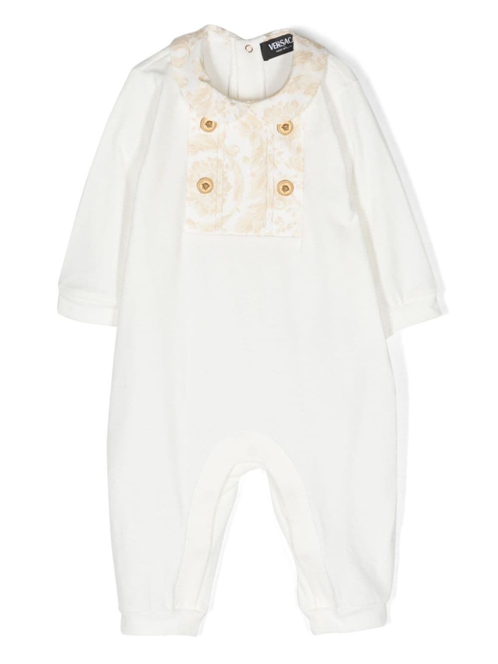 Versace Kids Barocco-panel cotton romper - White von Versace Kids