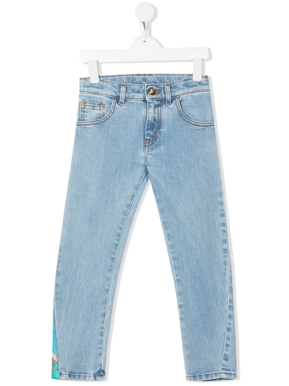 Versace Kids Barocco patchwork straight-leg jeans - Blue von Versace Kids