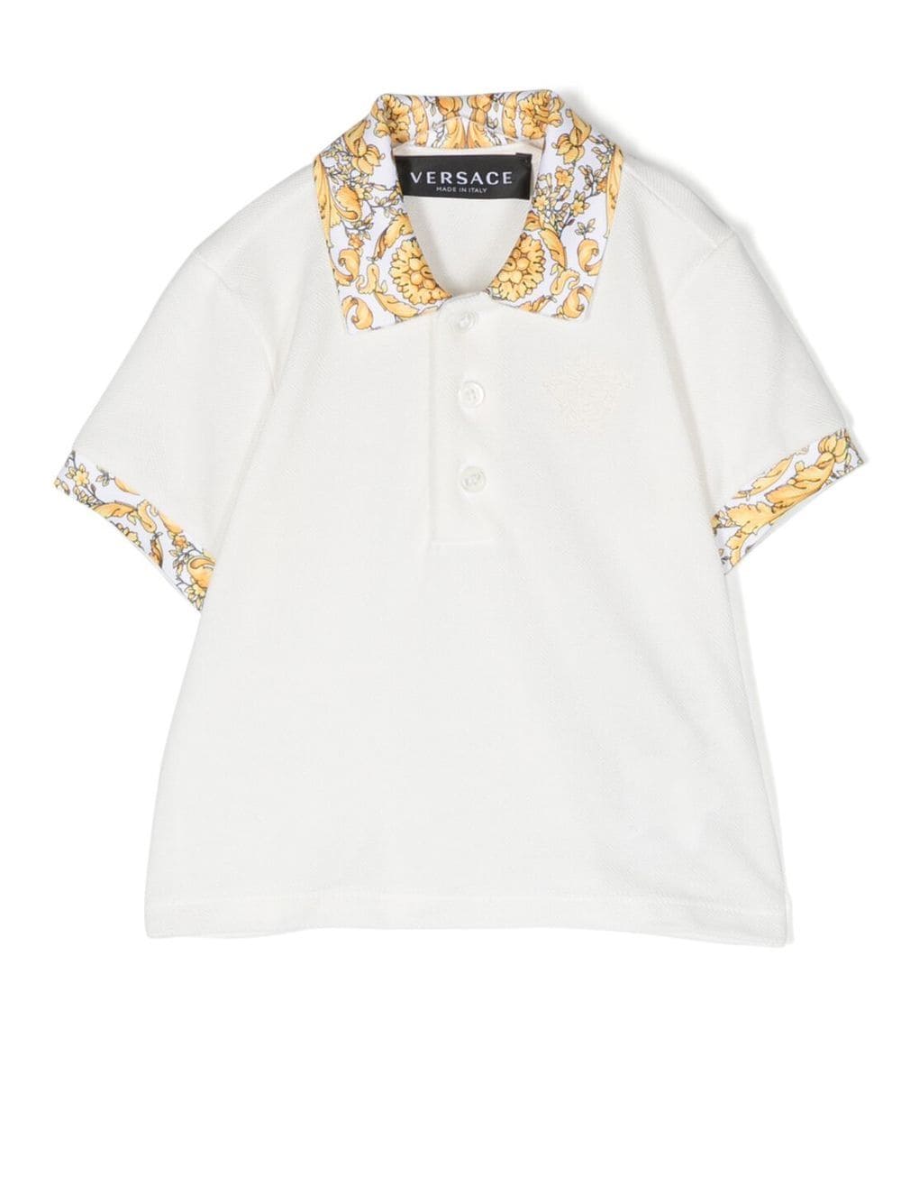 Versace Kids Barocco-print cotton polo shirt - White von Versace Kids