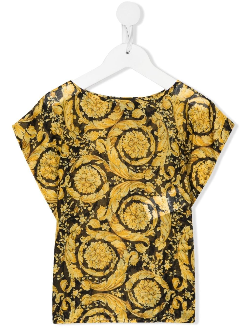 Versace Kids Barocco-print silk-cotton T-shirt - Yellow von Versace Kids