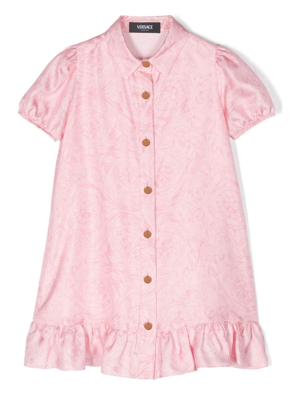 Versace Kids Barocco-print silk shirt dress - Pink von Versace Kids