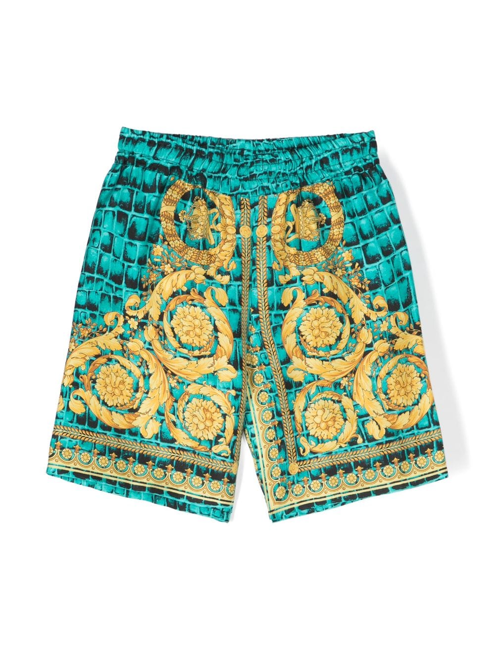 Versace Kids Barocco-print silk shorts - Green von Versace Kids